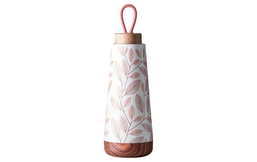 BioLoco Bouteille isotherme Loop M-Terracotta leaves 350 ml, Marron/Blanc