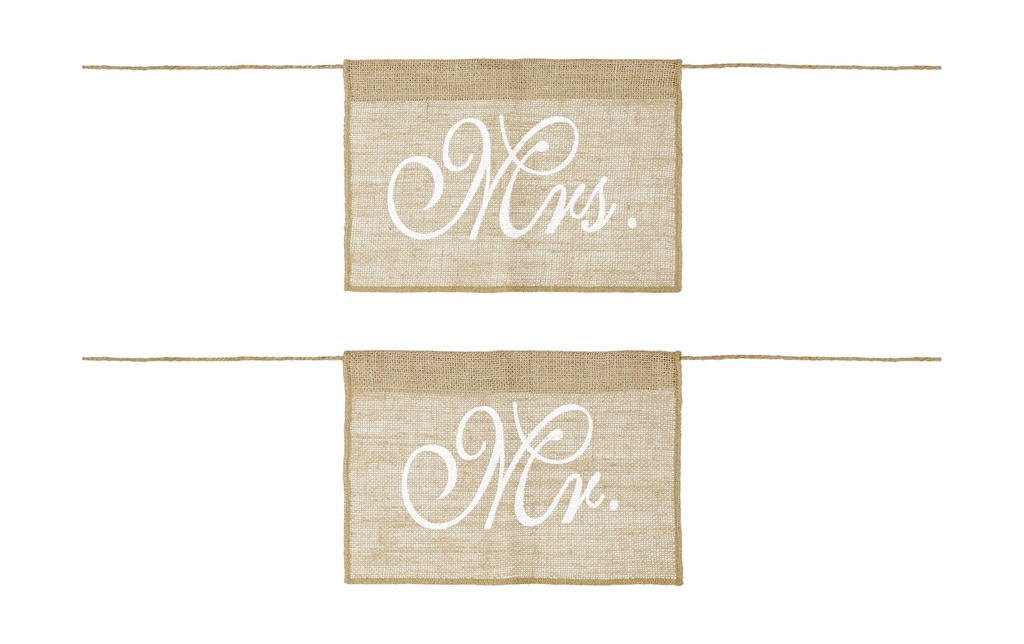 Partydeco Accessoires de mariage Président Signe M. Mme 30 x 21.5 cm, marron