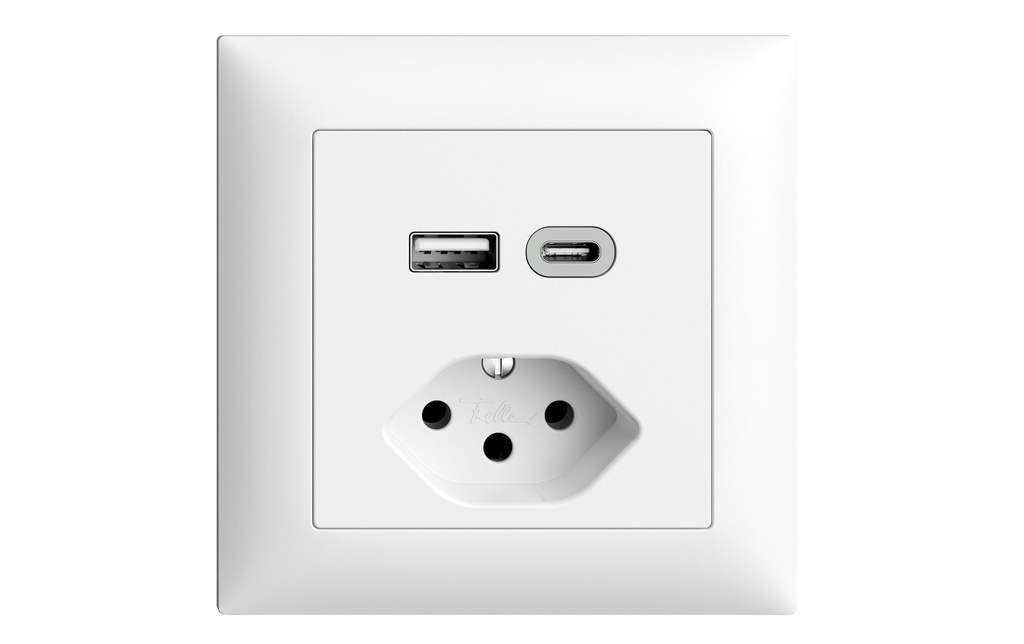 Feller EDIZIOdue Prise de courant 1x USB A, 1x USB C 3 A, 15 W
