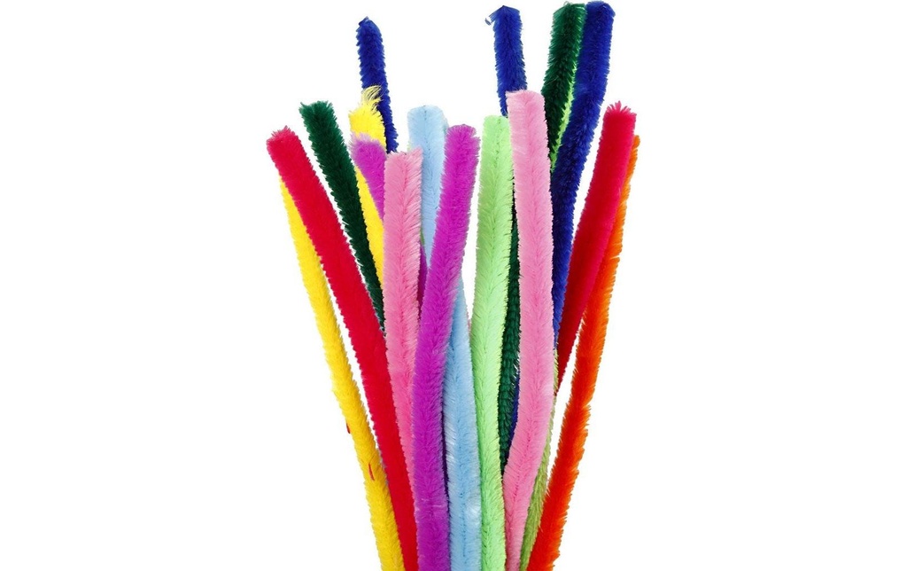 Creativ Company Fil-chenille 15 mm, diverses couleurs, 200 pièces