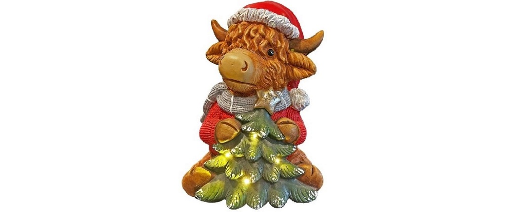 Dameco LED Bœuf Highland assis 26 cm x 26 cm x 36 cm