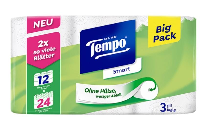 Tempo Papier toilette Smart 12 Rouleaux, 3-couches, Blanc
