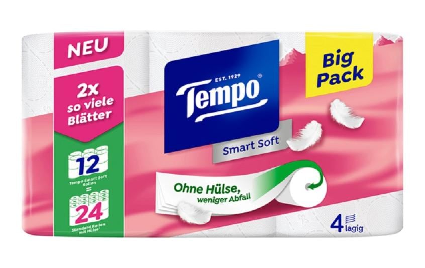 Tempo Papier toilette Smart Soft 12 Rouleaux, 4-couches, Blanc