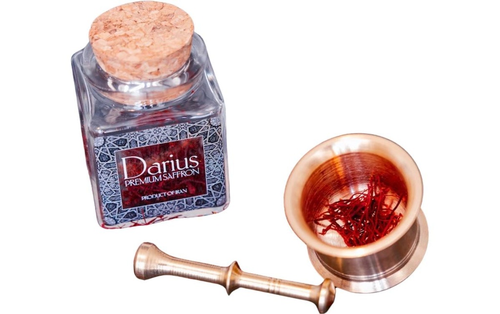 Darius Premium Safran Épice Filaments de safran + mortier 3 g