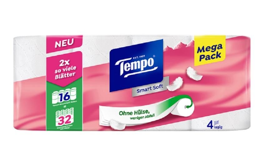 Tempo Papier toilette Smart Soft 16 Rouleaux, 4-couches, Blanc