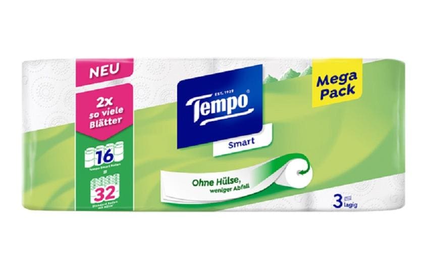 Tempo Papier toilette Smart 16 Rouleaux, 3-couches, Blanc