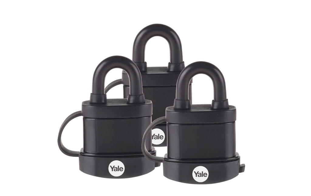 Yale Cadenas Y220B 51/18 Résistant aux intempéries, lot de 3 Noir