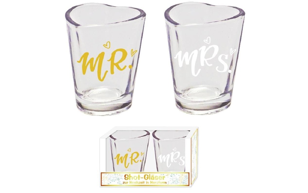 Trendcompany Verres à liqueur Mr & Mrs (set de 2)
