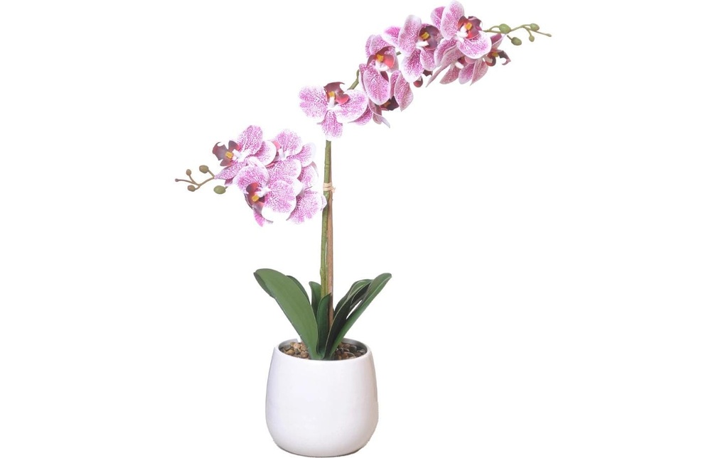 CHALET Fleur artificielle Orchidée en pot 56 cm, Blanc/Rose