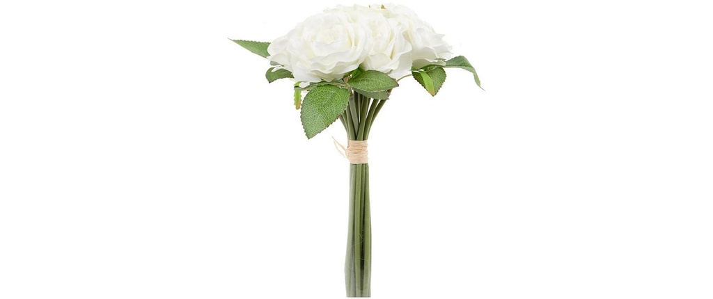 CHALET Fleur artificielle Bouquet de roses 25 cm, Blanc