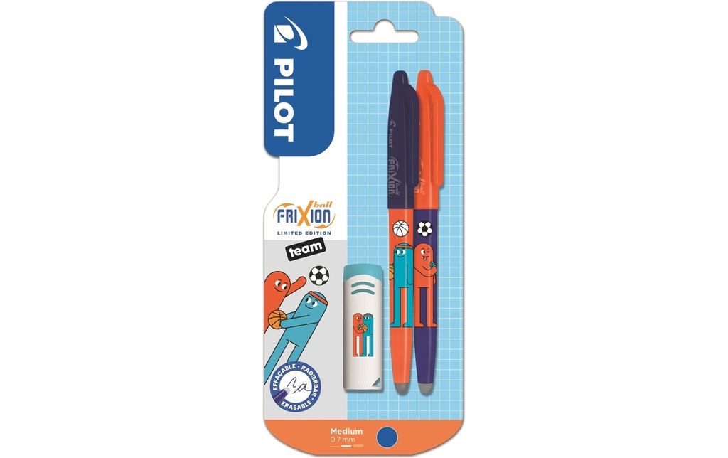 Pilot Stylo à encre gel FriXion Ball Friends Sport 0.7 mm, Bleu/Orange