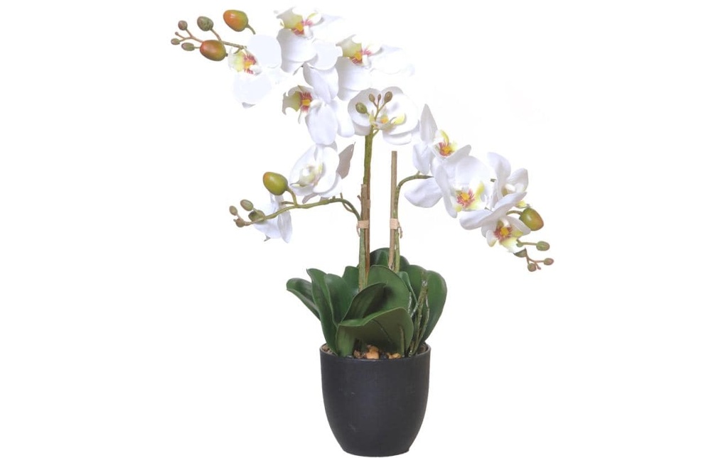 CHALET Fleur artificielle Orchidée en pot 42 cm, Blanc