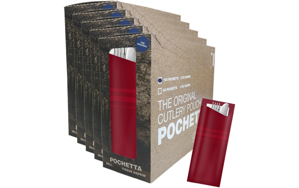 Pochetta Sets de couverts jetables Classic Stripes, 500 pièces, Bordeaux