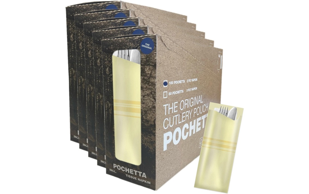 Pochetta Sets de couverts jetables Classic Stripes, 500 pièces, Champagne
