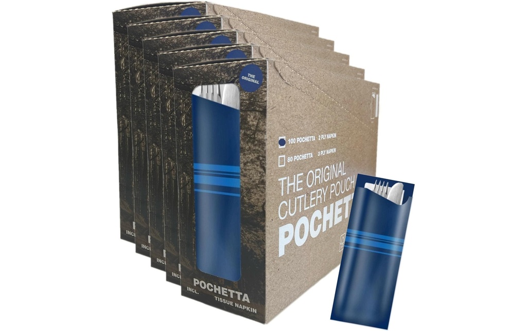 Pochetta Sets de couverts jetables Classic Stripes, 500 pièces, bleu