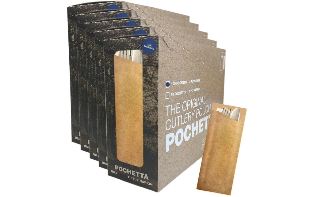 Pochetta Sets de couverts jetables 500 pièces, marron