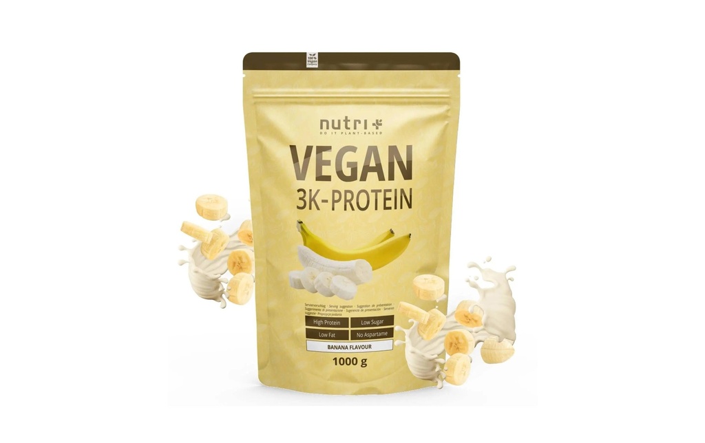 Nutri+ Poudre Protéine 3K végétalienne Banane 1000 g