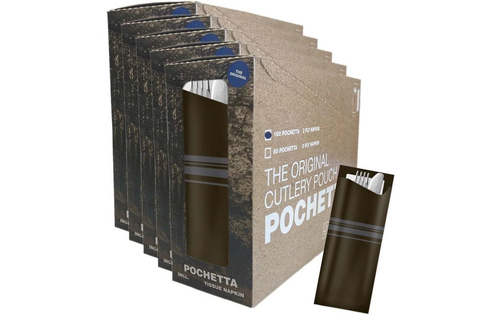 Pochetta Sets de couverts jetables Classic Stripes, 500 pièces, noir