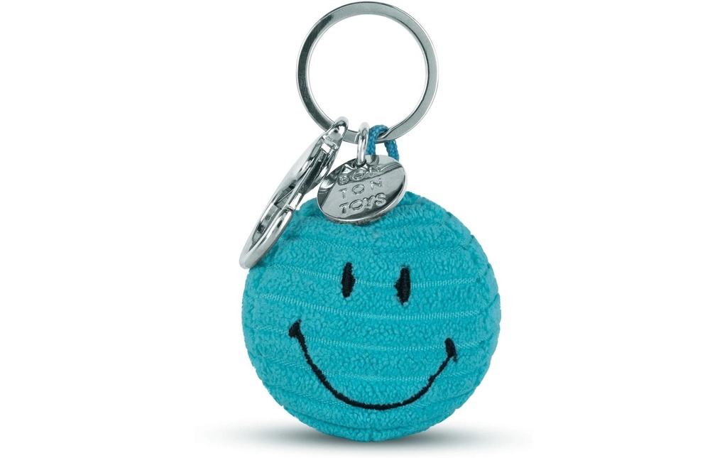 Bon Ton Toys Porte-clés Smiley ECO velours côtelé turquoise 4.5 cm