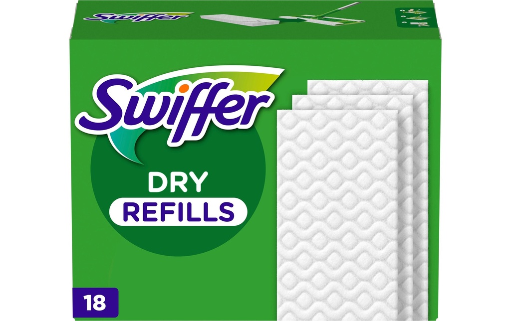 Swiffer Tampon de nettoyage Recharges de lingettes pour sol Dry 18 pièces