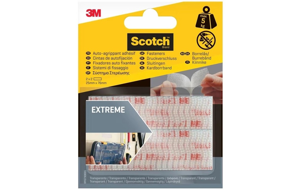 3M Rubans adhésifs Scotch Extreme 25 mm x 76 mm Transparent