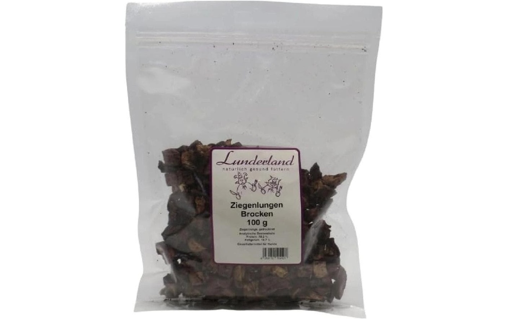 Lunderland Produit à mâcher  Morceaux de poumons de chèvre 100 g