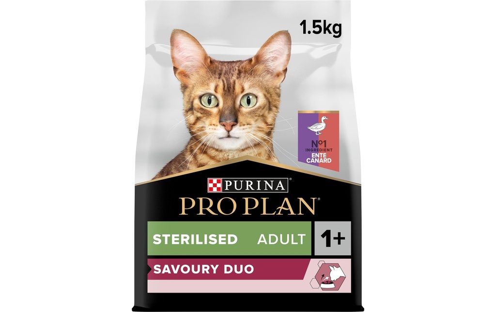 Purina Pro Plan Adult Sterilised Savoury Duo canard et foie 1.5 kg