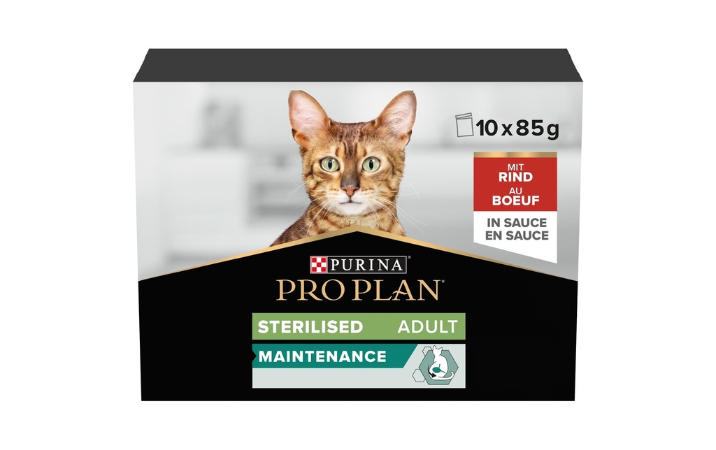 Purina Pro Plan Adult Sterilised Maintenance en sauce au bœuf 10 x 85 g