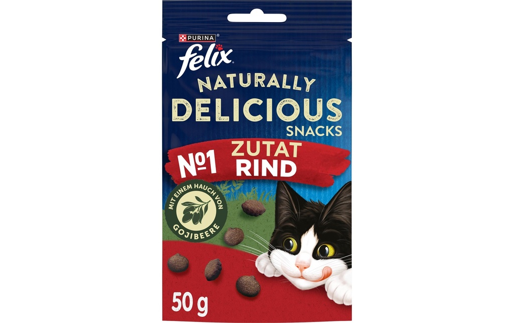 Felix Collation pour chat Naturally Delicious Bœuf aux baies de goji 50 g