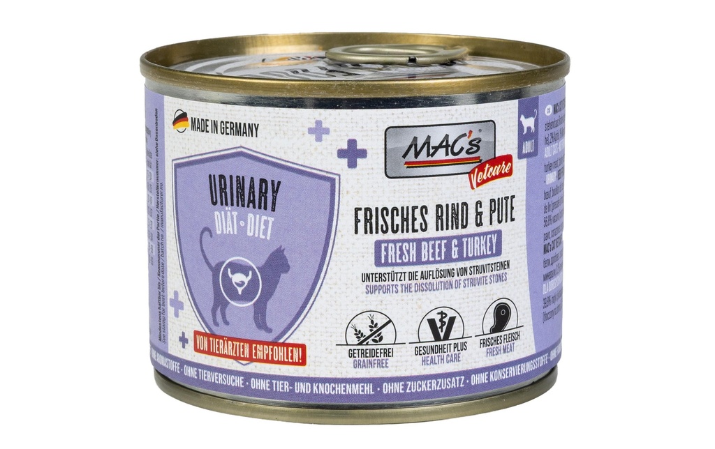 MAC's Vetcare Nourriture humide Urinary bœuf et dinde 200 g