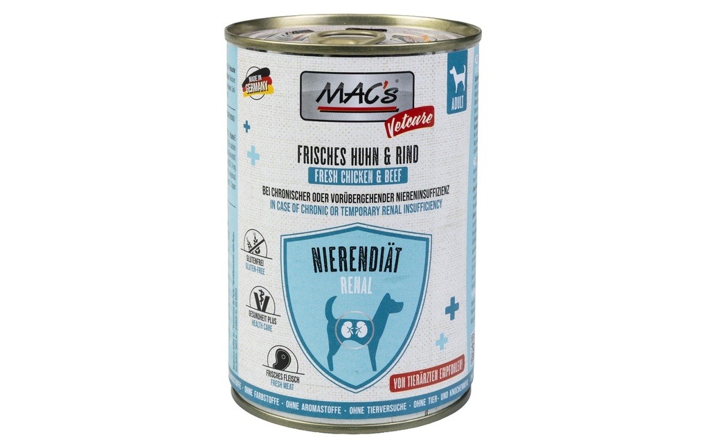 MAC's Vetcare Nourriture humide Régime rénal au poulet et au bœuf 400 g