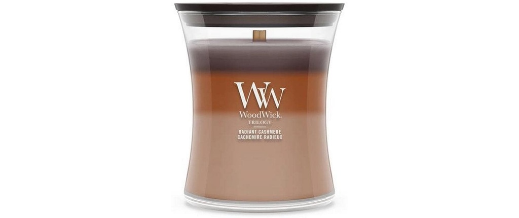 Woodwick Bougie parfumée Radiant Cashmere Trilogy Medium Jar