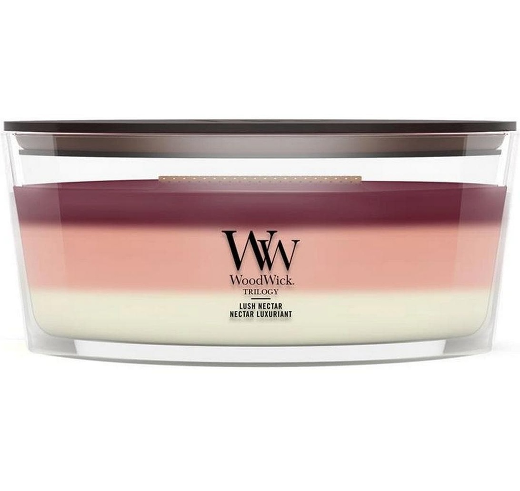 Woodwick Bougie parfumée Lush Nectar Trilogy Ellipse