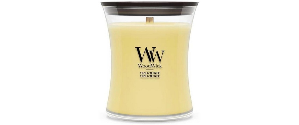 Woodwick Bougie parfumée Yuzu & Vetiver Medium Jar