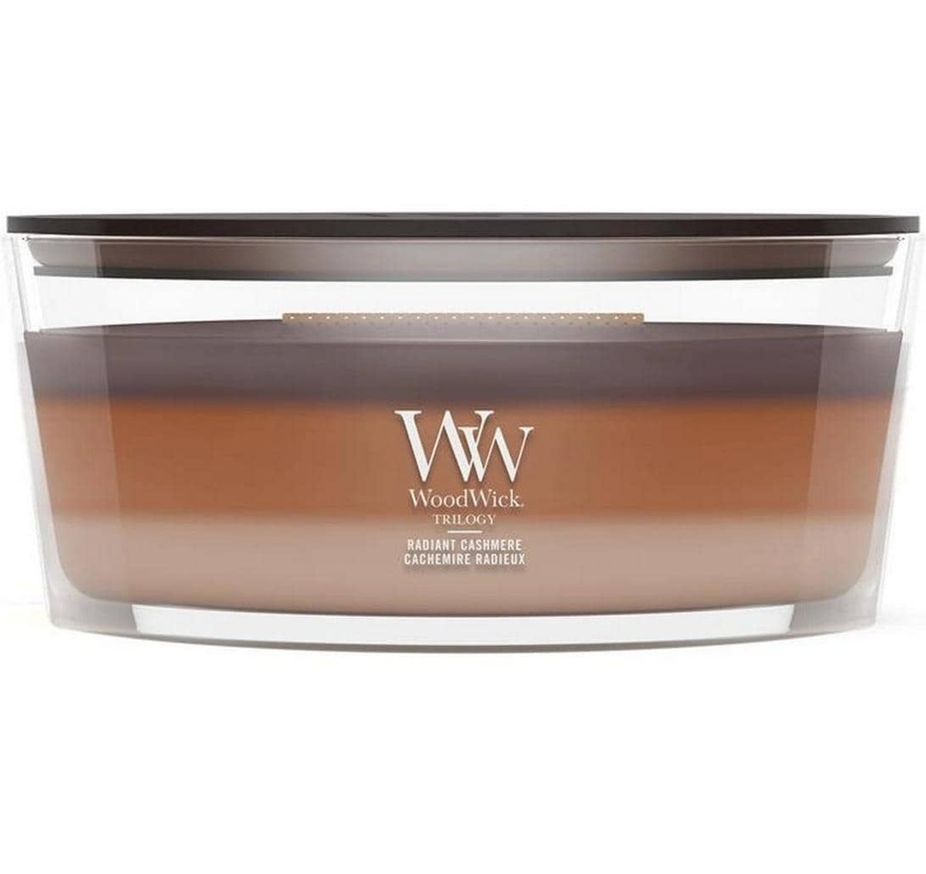 Woodwick Bougie parfumée Radiant Cashmere Trilogy Ellipse