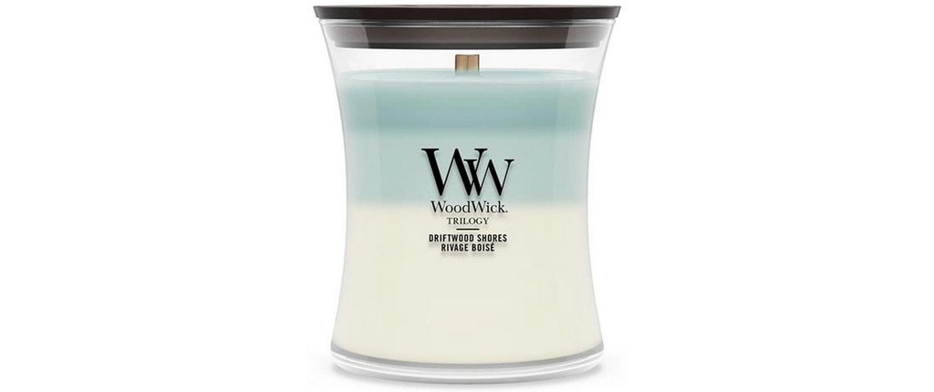 Woodwick Bougie parfumée Driftwood Shores Trilogy Medium Jar