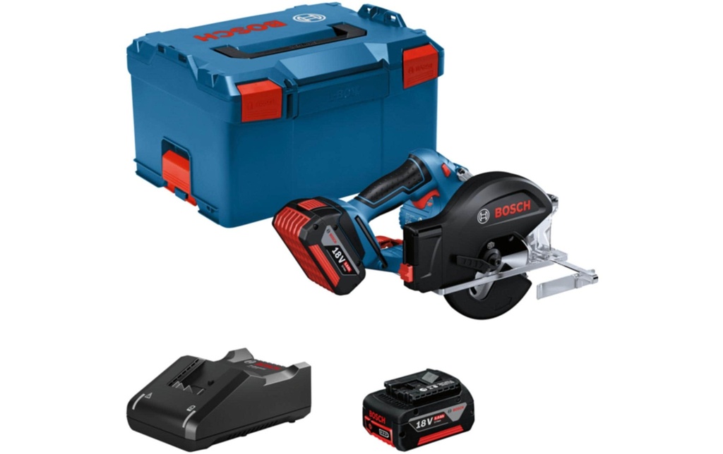 Bosch Professional Scie circulaire sans fil PRO GKM 18V-50 en L-BOXX/2 x batterie/chargeur