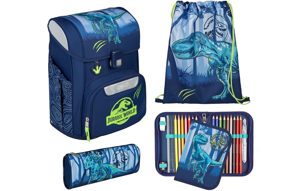 Scooli Ensemble de sacs à dos pour l’école EasyStart Jurassic World, 5 pièces