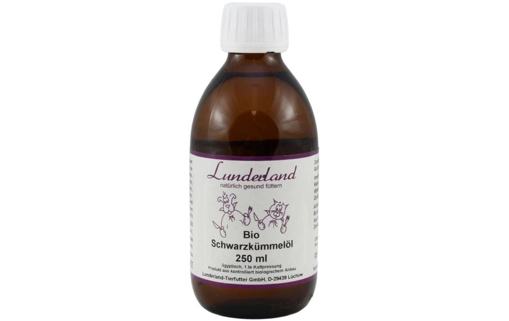 Lunderland Supplément alimentaire pour chiens Huile de cumin noir bio 250 ml