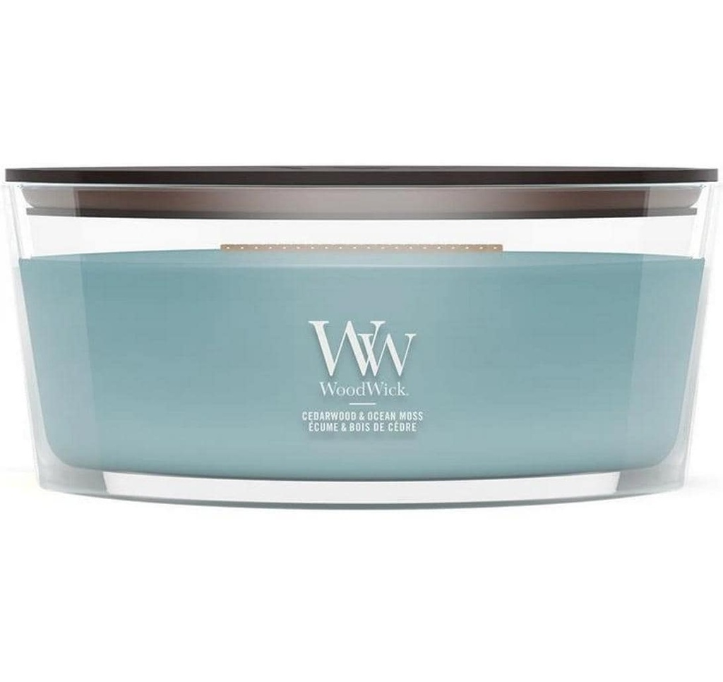 Woodwick Bougie parfumée Cedarwood & Ocean Moss Ellipse