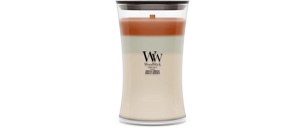 Woodwick Bougie parfumée Vanilla Embers Trilogy Large Jar