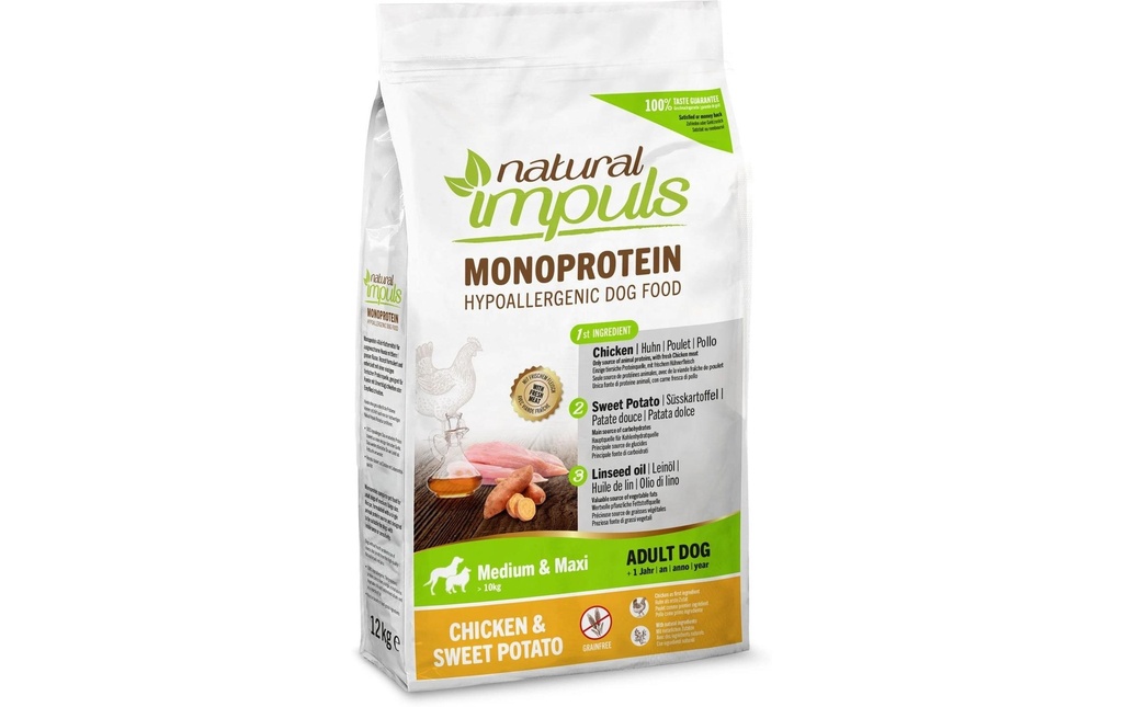 Natural Impuls Alimentation sèche Adult Med/Max poulet 12 kg