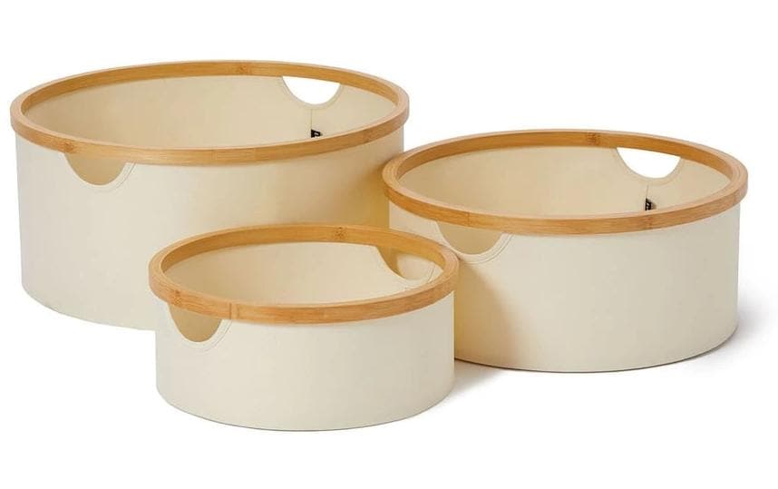 Lumaland Boîte de rangement rond 3 pièces, Beige