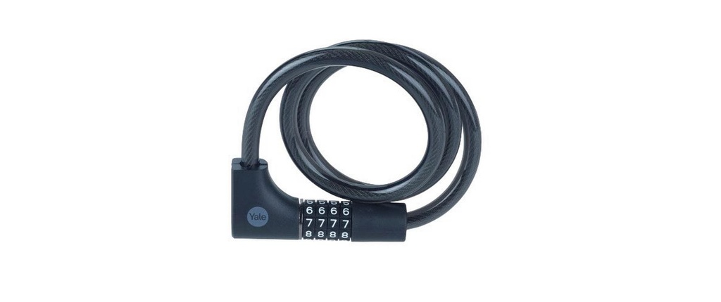 Yale Antivol pour vélo YCC0 Câble spiralé, serrure à combinaison, 100 cm