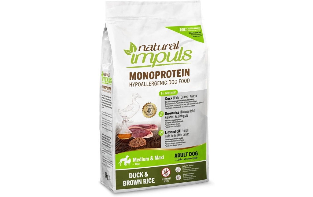 Natural Impuls Alimentation sèche Adult Med/Max Canard 3 kg