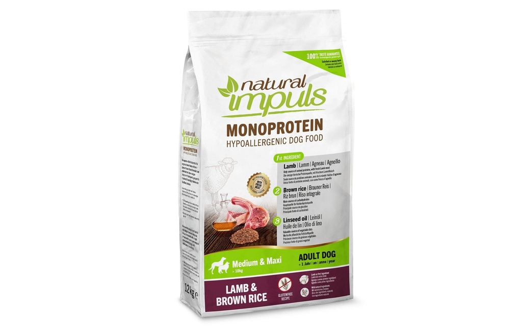 Natural Impuls Alimentation sèche Adult Med/Max Agneau 12 kg