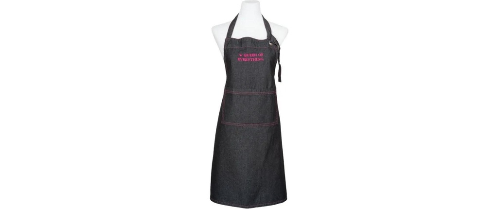 pad Tablier de cuisine Denim Queen of Everything black, 80 x 70 cm