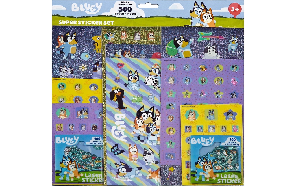 Undercover Autocollant à motif Bluey avec 500 autocollants