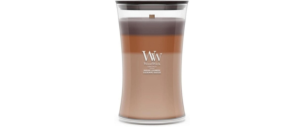 Woodwick Bougie parfumée Radiant Cashmere Trilogy Large Jar
