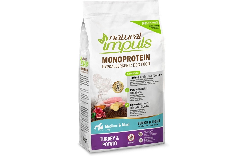 Natural Impuls Alimentation sèche Senior Med/Max Dinde 3 kg